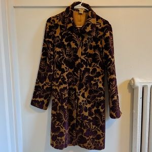 Anthropologie gold and purple embroidered coat